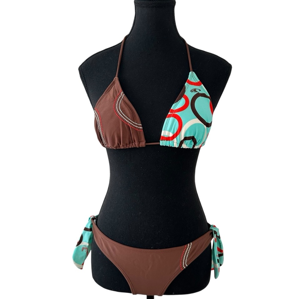 O'Neill Brown and Aqua Bikini Set size M